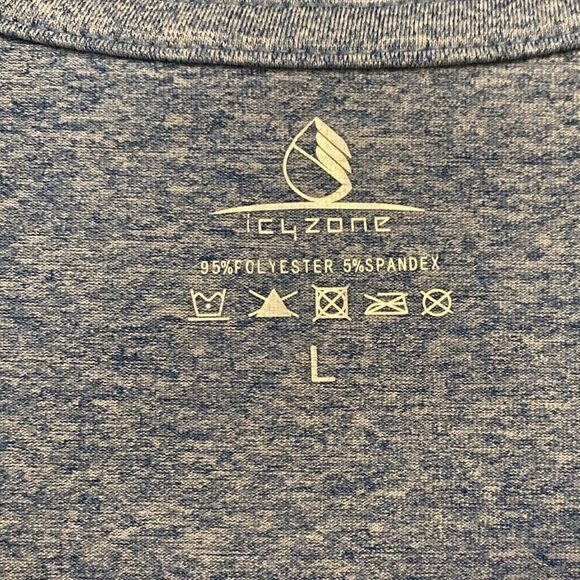 Icyzone Sz L Gray Blue Workout Exercise Stretch T-Shirt - Picture 5 of 7